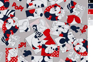 复古波普风米奇拼贴面料印花素材，适用于儿童服装印花设计