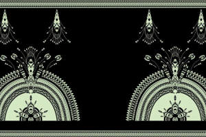 复古民族风面料印花素材，适用于服装印花设计的对称式装饰图案