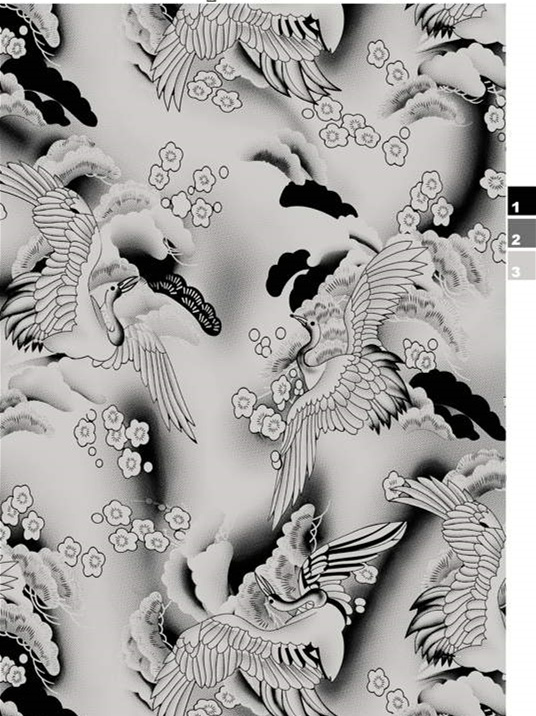 仙鹤云纹面料印花素材图,经典东方风格服装印花设计
