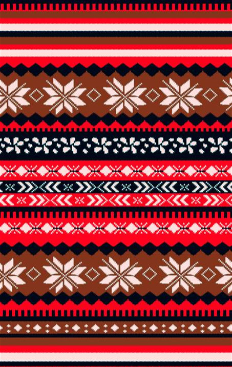 民族风几何雪花图案面料印花素材,适用于秋冬服装印花设计