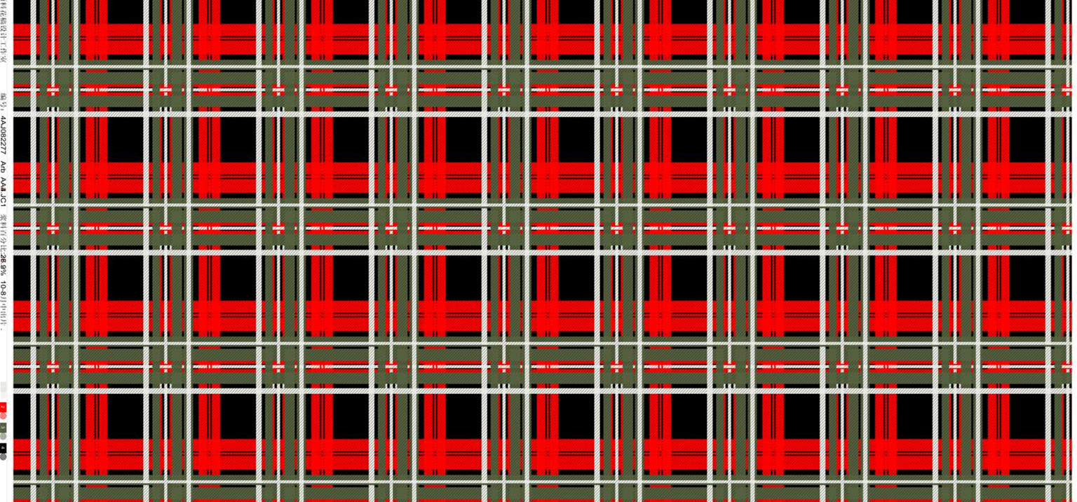 经典红绿格纹面料印花素材,适用于秋冬服装印花设计