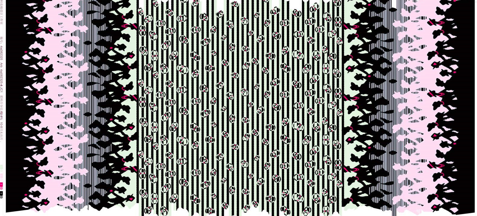 抽象几何与剪影融合的服装印花素材,适用于潮流服饰面料印花设计