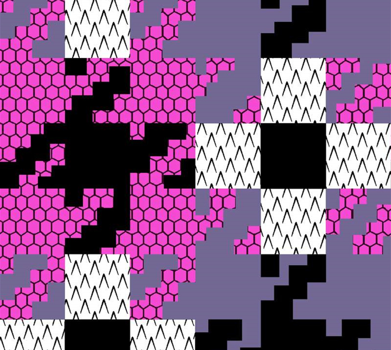 几何像素风面料印花素材,适用于潮流服装印花设计