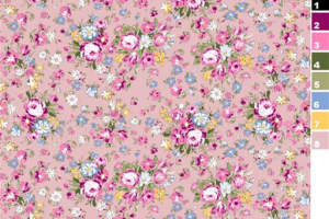 柔粉底色碎花面料印花素材，适用于女装衬衫与连衣裙服装印花设计