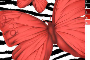 红蝶斑马纹面料印花素材，适用于服装印花设计的高对比度花型图