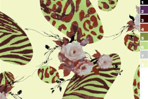 复古豹纹与斑马纹混搭面料印花素材，适用于服装印花设计