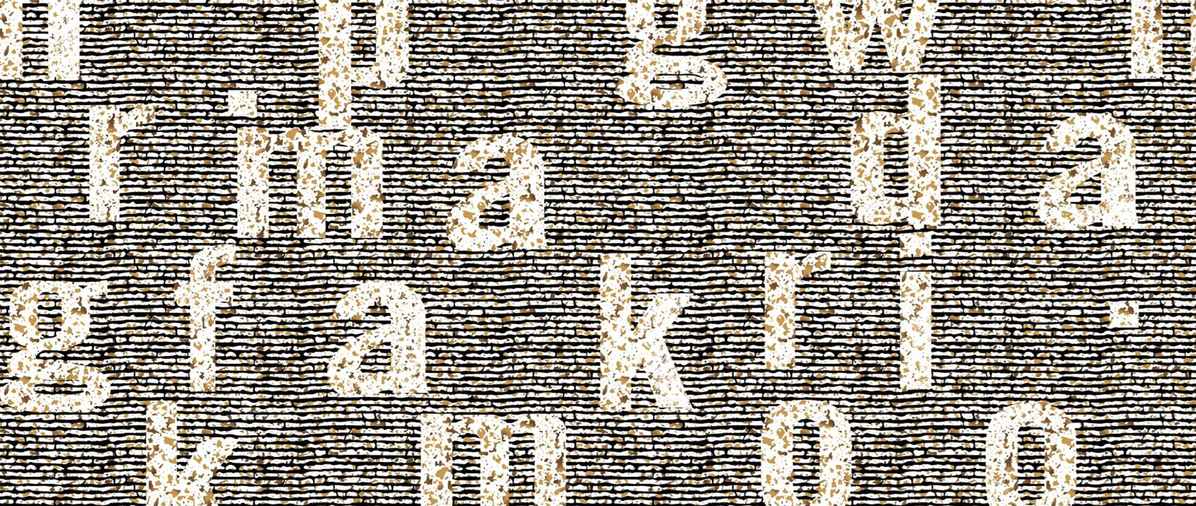 复古颗粒感线条字母面料印花素材,适用于服装印花设计