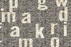 复古颗粒感线条字母面料印花素材，适用于服装印花设计