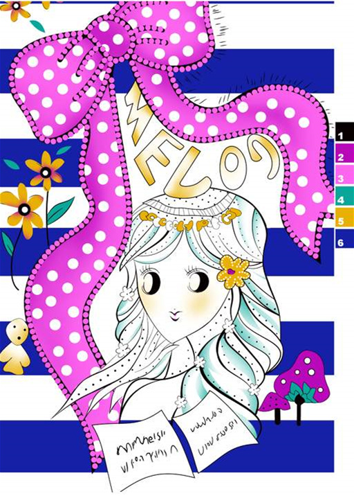 可爱少女风面料印花素材图,适用于服装印花设计与童趣服饰开发