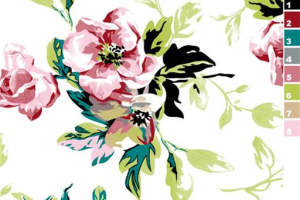 清新粉绿花卉面料印花素材，适用于春夏服装印花设计