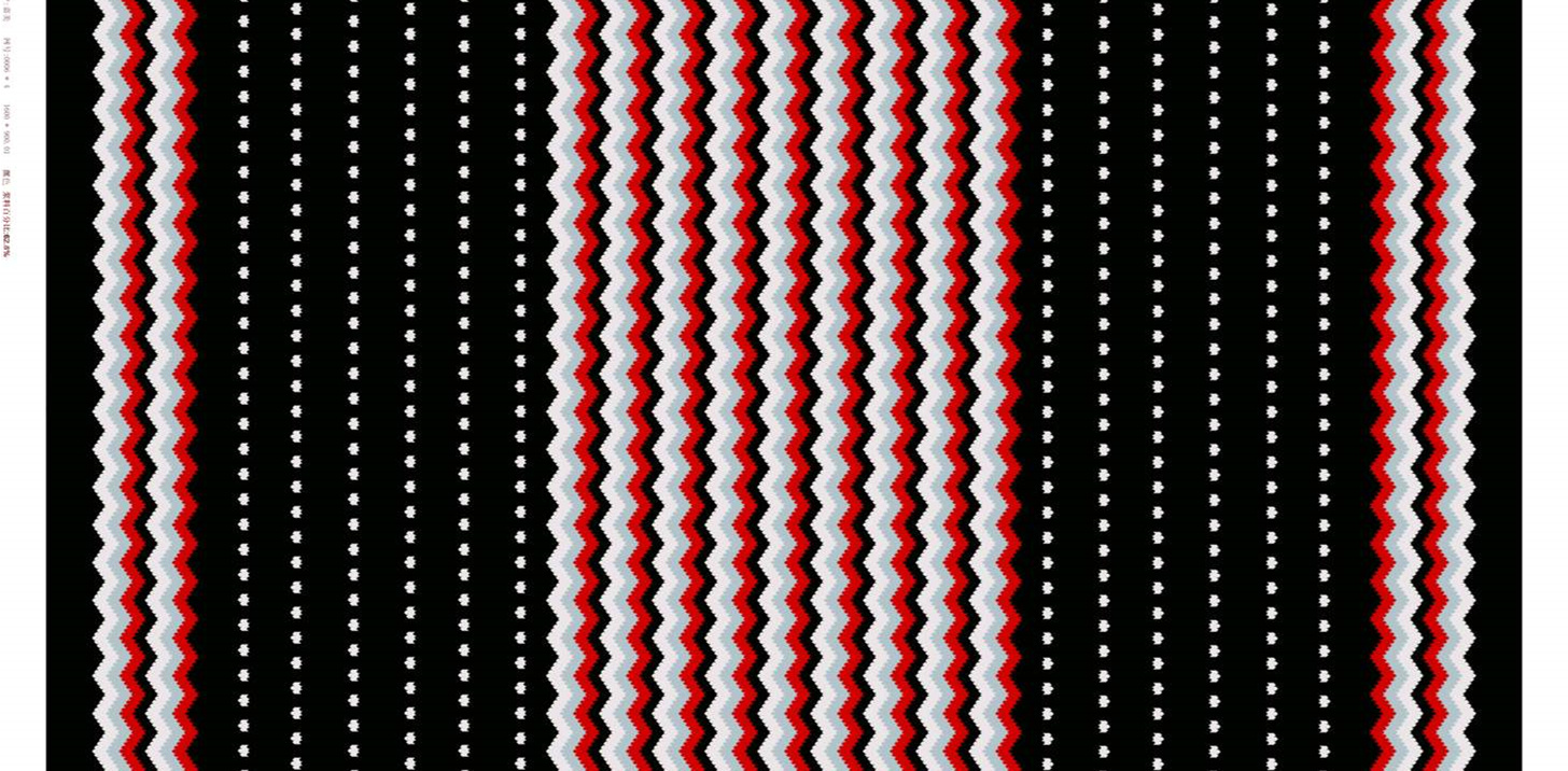 红白灰锯齿波浪条纹面料印花素材,适用于服装印花设计