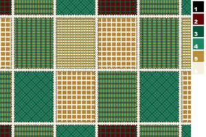 复古格纹拼接面料印花素材，适用于服装印花设计与定制