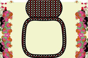 复古千鸟格与童趣插画结合的服装印花素材图像