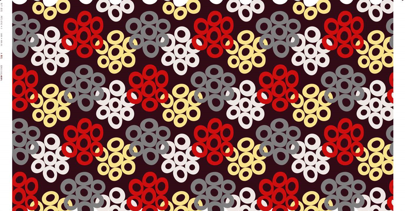 复古几何环形组合面料印花素材,适用于服装印花设计