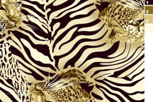 复古野性风面料印花素材，适用于服装印花设计的豹纹斑马纹组合图案