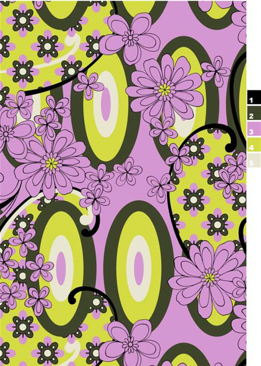 复古花卉与几何融合的服装印花素材,适用于面料印花设计