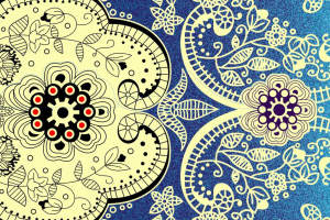 复古花卉曼陀罗风格面料印花素材，适用于服装印花设计