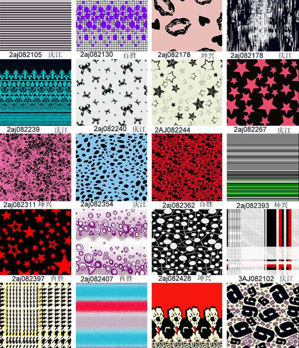 高清服装印花素材图库:多样面料印花设计供服装设计师选用