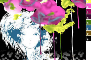 抽象泼墨花卉面料印花素材，适用于潮流服装印花设计