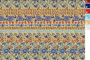 复古民族风条纹花卉面料印花素材，适用于服装印花设计