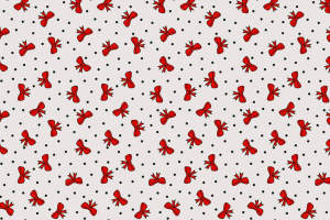 红色蝴蝶结波点面料印花素材，适用于童装与少女风服装印花设计