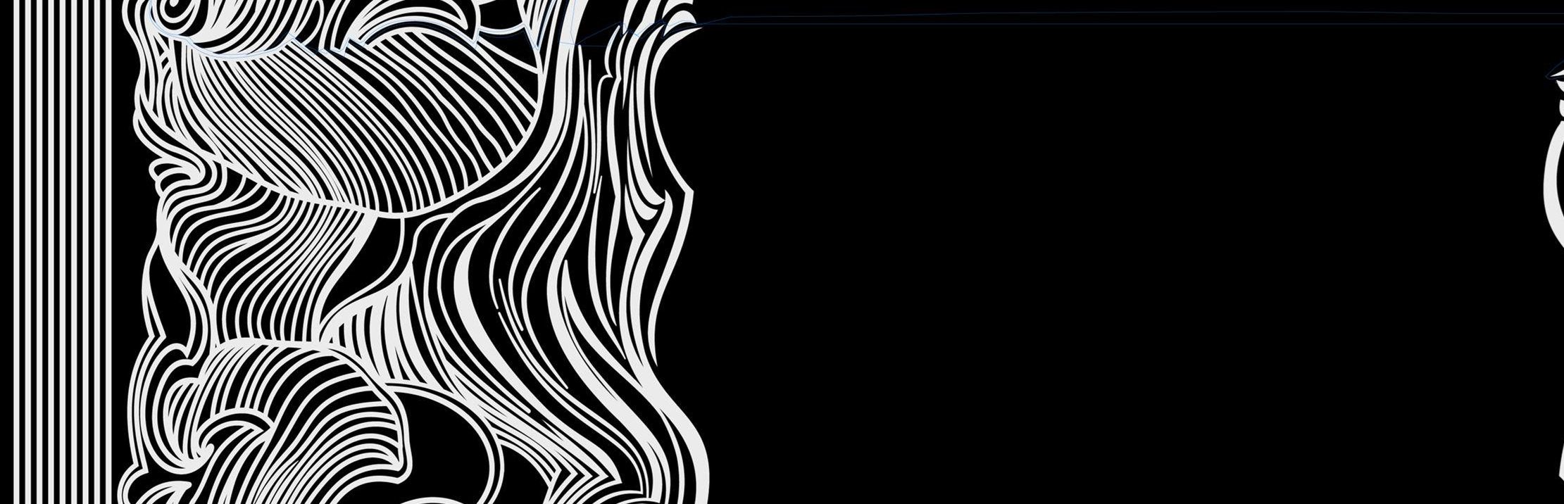 黑白流线型抽象花型面料印花素材,适用于服装印花设计