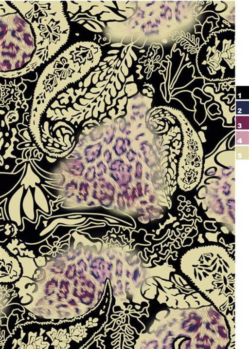 复古佩斯利与豹纹融合的服装印花素材,高辨识度面料印花设计