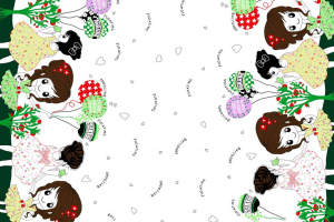 清新少女风服装印花素材图，适用于连衣裙与童装面料印花设计