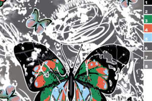 复古蝴蝶与涂鸦风面料印花素材，适用于服装印花设计