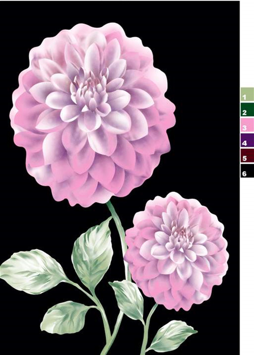 柔美粉黛大丽花面料印花素材,适用于女装服装印花设计