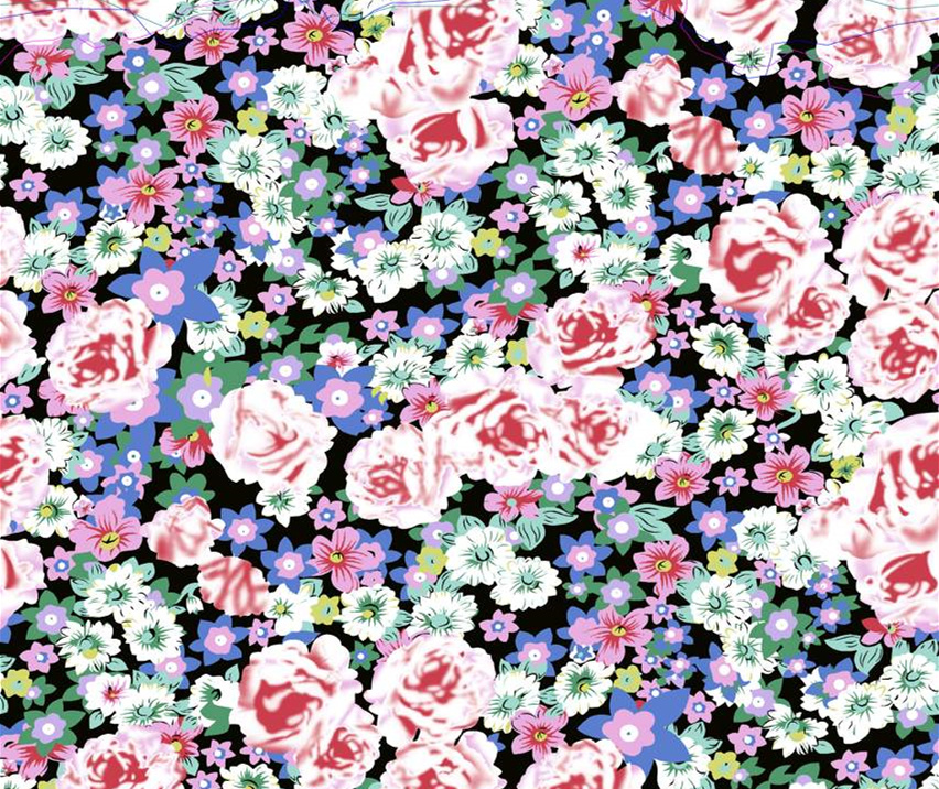 复古繁花面料印花素材图,适用于服装印花设计与数码印花打样