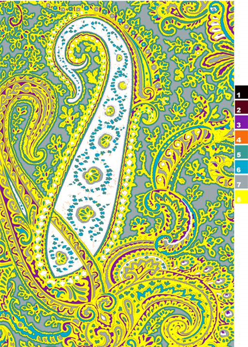 复古佩斯利花纹面料印花素材,适用于服装印花设计与数码印染