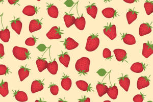 清新草莓图案面料印花素材，适用于儿童服装与夏季女装印花设计