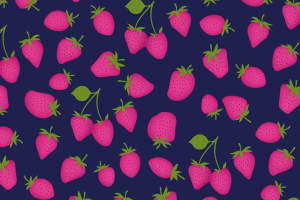 草莓图案面料印花素材，清新可爱服装印花设计图