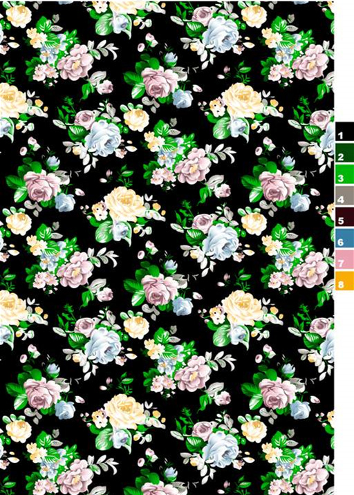 复古花卉面料印花素材,适用于服装印花设计的高清花型图案