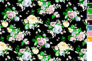 复古花卉面料印花素材，适用于服装印花设计的高清花型图案