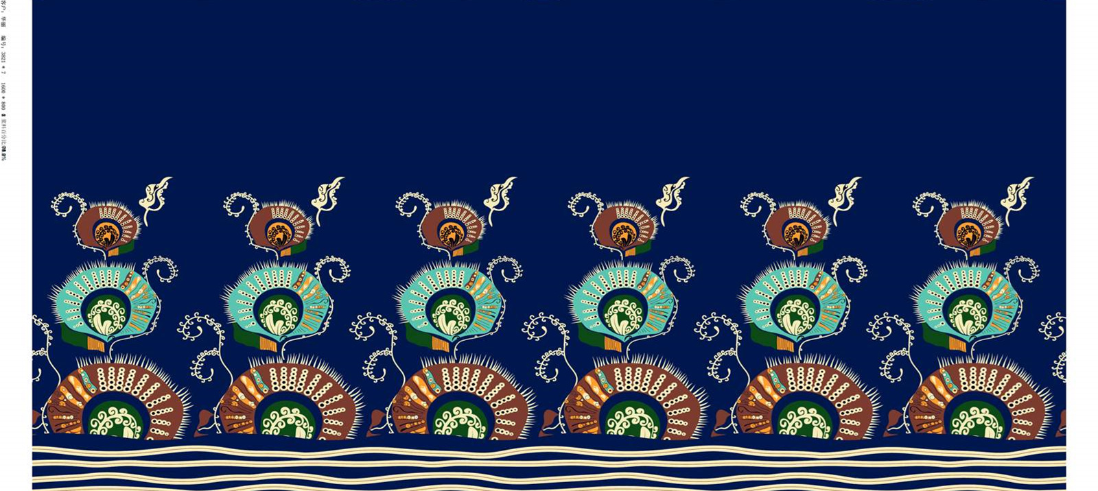 民族风对称花型面料印花素材,适用于服装印花设计与数码印染