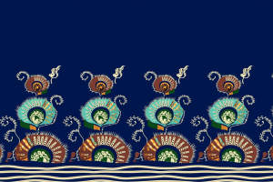 民族风对称花型面料印花素材，适用于服装印花设计与数码印染