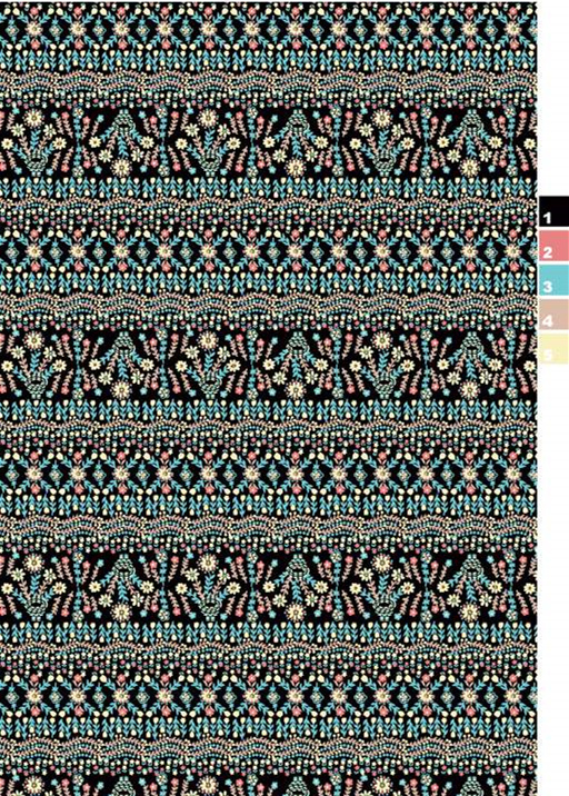 复古民族风面料印花素材图,适用于服装印花设计与数码印染