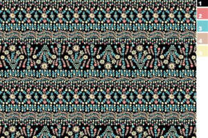 复古民族风面料印花素材图，适用于服装印花设计与数码印染