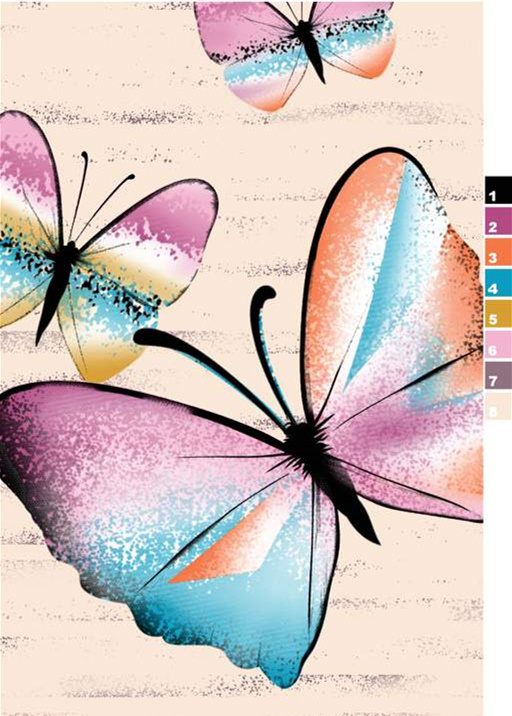 梦幻蝴蝶渐变面料印花素材,适用于春夏服装印花设计