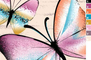 梦幻蝴蝶渐变面料印花素材，适用于春夏服装印花设计