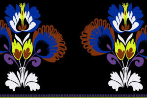 民族风对称花卉面料印花素材，适用于服装印花设计与数码印染