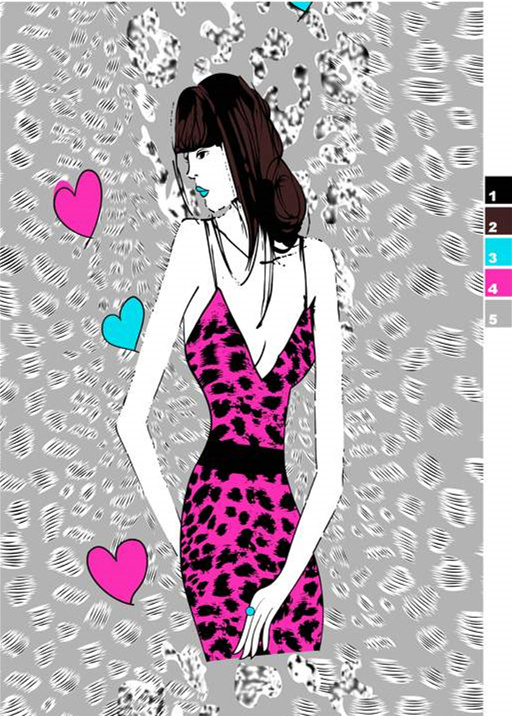 时尚豹纹面料印花素材图,适用于服装印花设计与数码印制