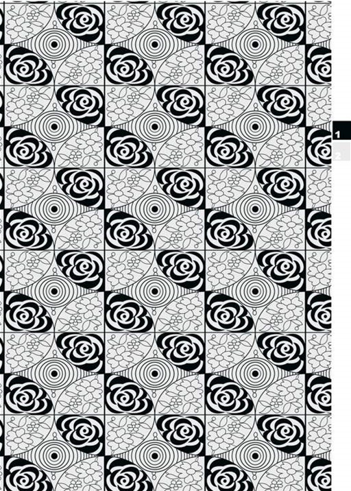 黑白几何玫瑰纹面料印花素材,适用于服装印花设计与数码印制