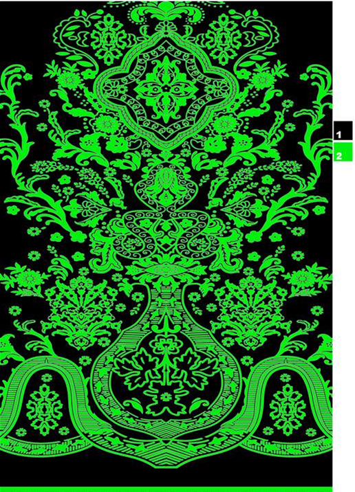 复古巴洛克风格绿色面料印花素材,适用于服装印花设计