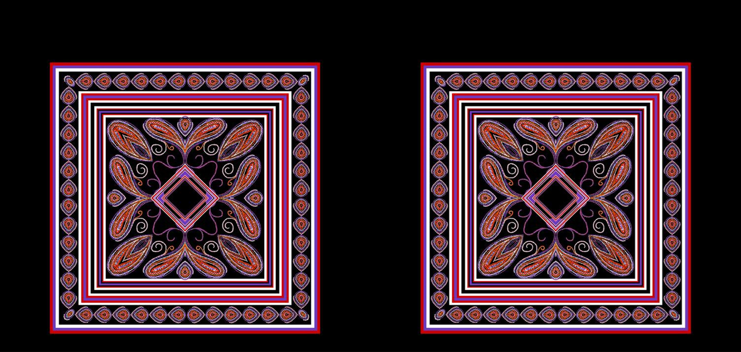 民族风对称几何面料印花素材,适用于服装印花设计