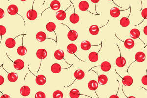 樱桃手绘风面料印花素材，清新可爱适用于夏季服装印花设计