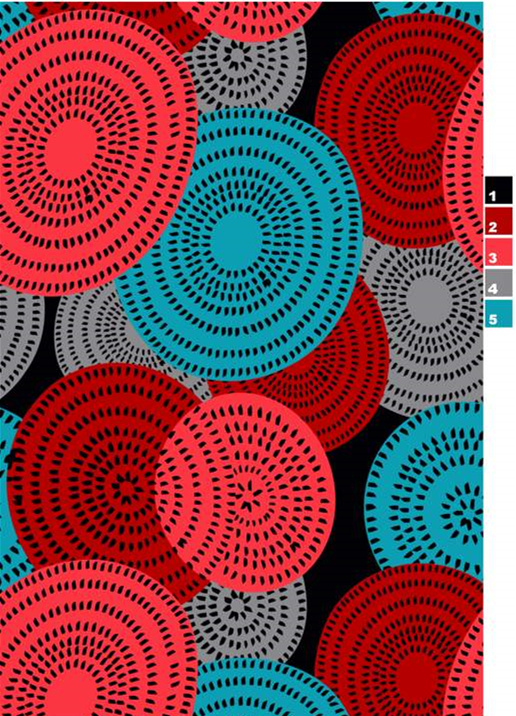 几何同心圆面料印花素材,适用于服装印花设计的高对比度图案