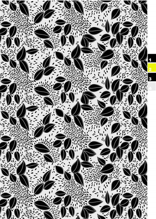 黑白叶影抽象面料印花素材,适用于服装印花设计与数码印制